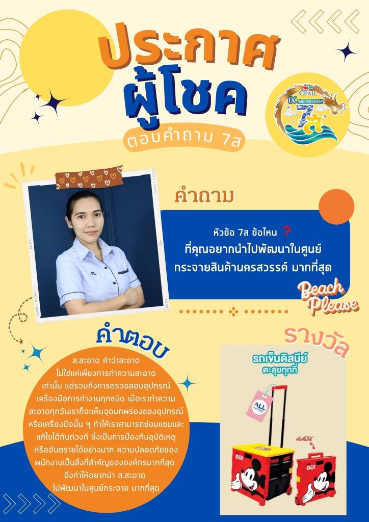 ประกาศรางวัลผู้โชคดี ชนะเลิศกิจกรรม